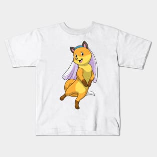 Fox as Bride with Veil Kids T-Shirt